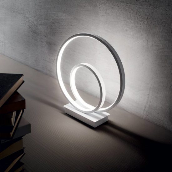 Ideal lux oz abat-jour ad anelli led 22w 4000k 31cm per comodino moderno bianco
