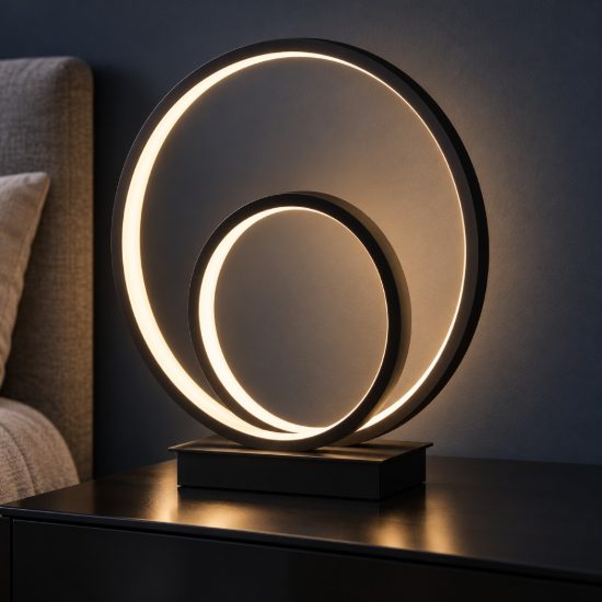 Ideal lux oz abat-jour ad anelli led 22w 4000k 31cm per comodino moderno nero