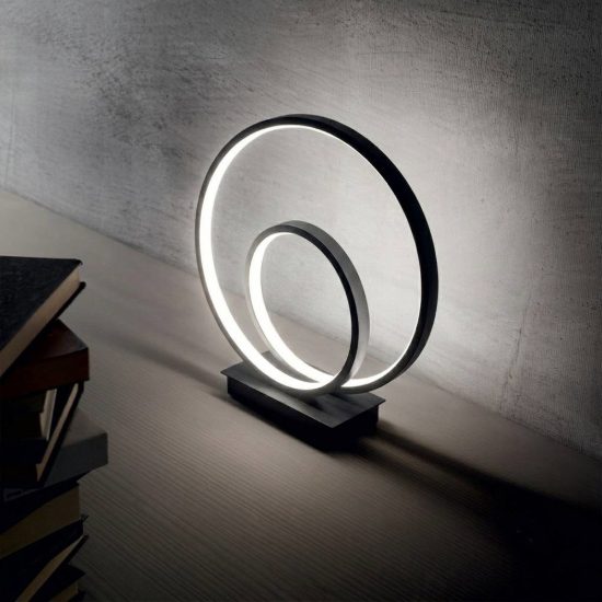 Ideal lux oz abat-jour ad anelli led 22w 4000k 31cm per comodino moderno nero