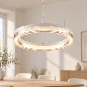 Ideal lux crown lampadario ad anello led 21w 3000k 40cm per ingresso contemporaneo bianco