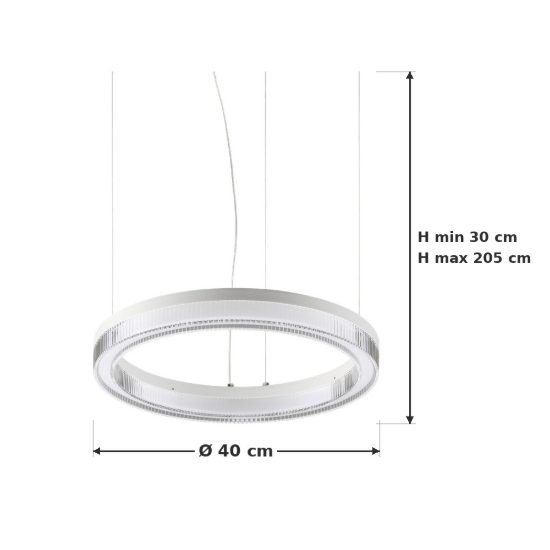 Ideal lux crown lampadario ad anello led 21w 3000k 40cm per ingresso contemporaneo bianco