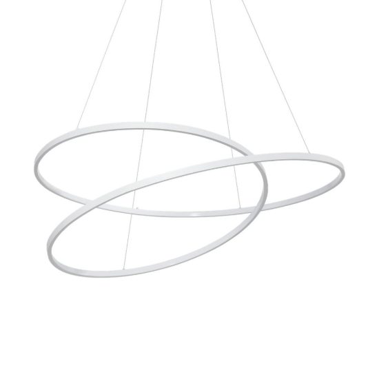 Ideal lux oz lampadario ad anelli led 75w 3000k 100cm per soggiorno moderno bianco