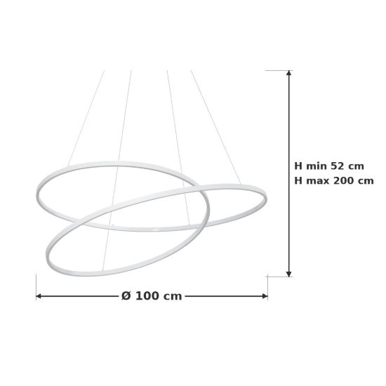 Ideal lux oz lampadario ad anelli led 75w 3000k 100cm per soggiorno moderno bianco