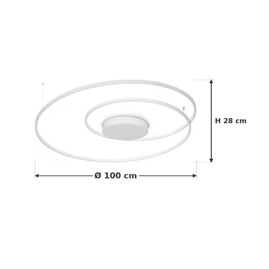 Ideal lux oz plafoniera ad anelli led 75w 3000k 100cm per soggiorno moderna bianca