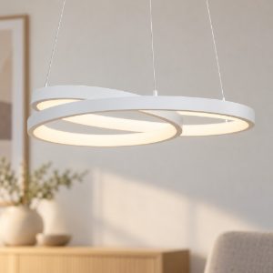 Ideal lux oz lampadario ad anelli led 38w 3000k 40cm per ingresso moderno bianco