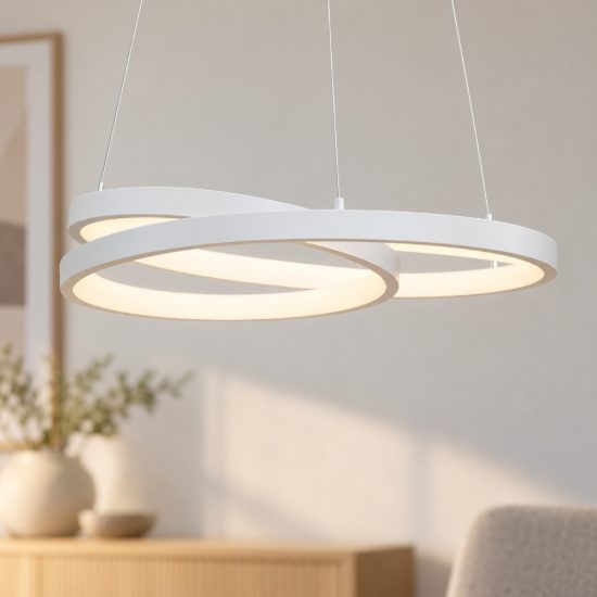 Ideal lux oz lampadario ad anelli led 38w 3000k 40cm per ingresso moderno bianco
