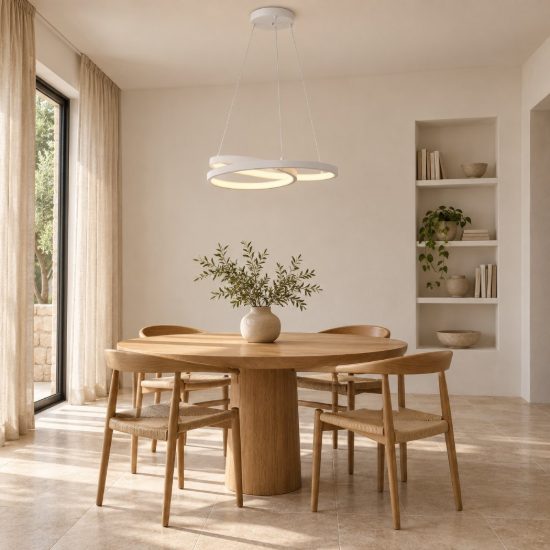 Ideal lux oz lampadario ad anelli led 38w 3000k 40cm per ingresso moderno bianco