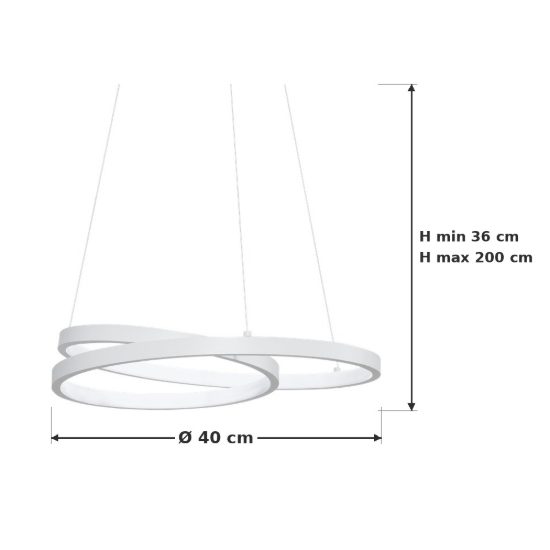 Ideal lux oz lampadario ad anelli led 38w 3000k 40cm per ingresso moderno bianco