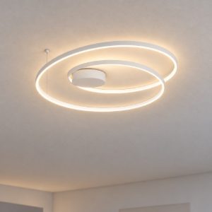 Ideal lux oz plafoniera ad anelli led 52w 3000k 80cm per soggiorno moderna bianca