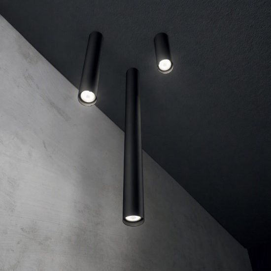 Ideal lux look faretto da soffitto cilindrico gu10 10cm per corridoio nero