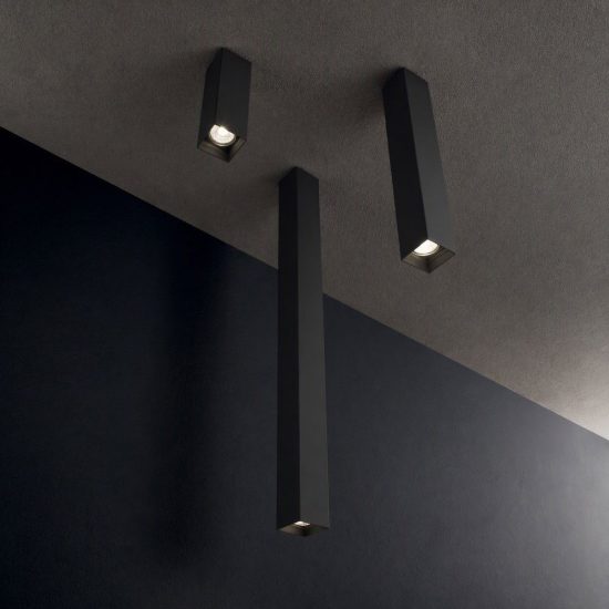 Ideal lux look faretto da soffitto a sezione quadrata gu10 10cm per corridoio nero