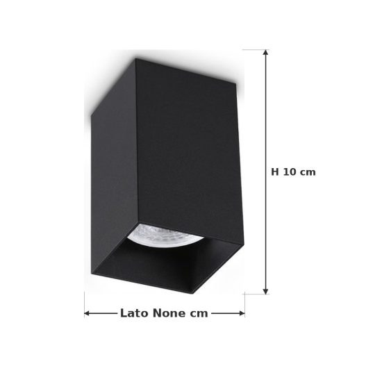 Ideal lux look faretto da soffitto a sezione quadrata gu10 10cm per corridoio nero