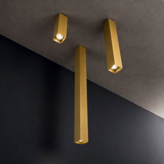 Ideal lux look faretto da soffitto a sezione quadrata gu10 75cm per cucina ottone
