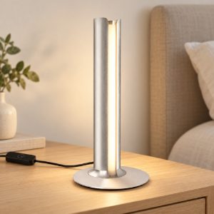 Ideal lux dorica abat-jour led 8w 3000k dimmerabile 25,5cm per comodino moderno acciaio