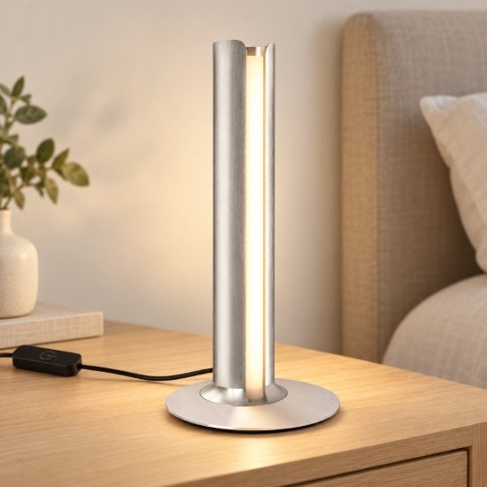 Ideal lux dorica abat-jour led 8w 3000k dimmerabile 25,5cm per comodino moderno acciaio