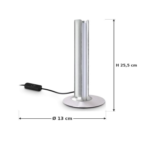 Ideal lux dorica abat-jour led 8w 3000k dimmerabile 25,5cm per comodino moderno acciaio