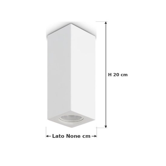 Ideal lux look faretto da soffitto a sezione quadrata gu10 20cm per corridoio in gesso bianco