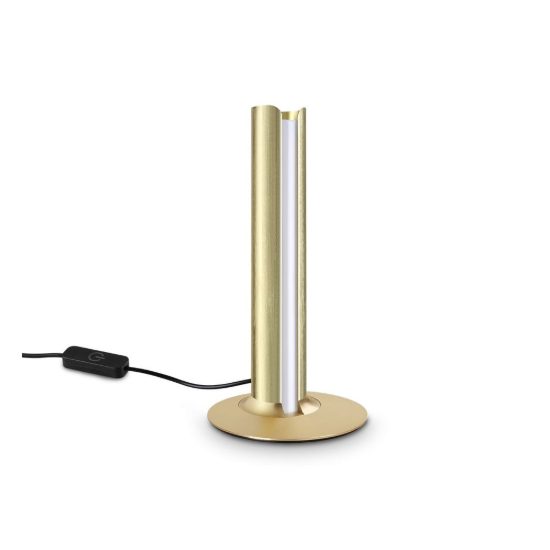 Ideal lux dorica abat-jour led 8w 3000k dimmerabile 25,5cm per comodino contemporaneo ottone