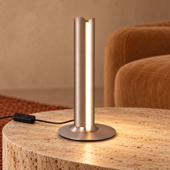 Ideal lux dorica abat-jour led 8w 3000k dimmerabile 25,5cm per comodino contemporaneo bronzo