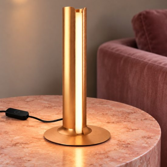 Ideal lux dorica abat-jour led 8w 3000k dimmerabile 25,5cm per comodino contemporaneo rame