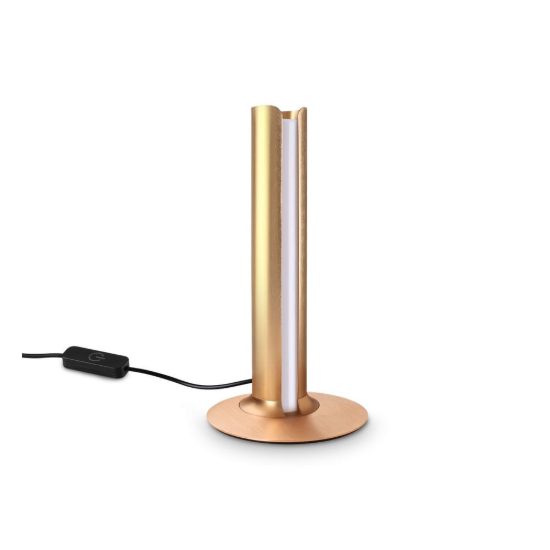 Ideal lux dorica abat-jour led 8w 3000k dimmerabile 25,5cm per comodino contemporaneo rame