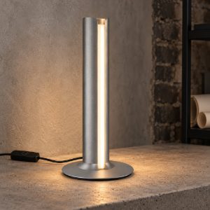 Ideal lux dorica abat-jour led 8w 3000k dimmerabile 25,5cm per comodino moderno grigio