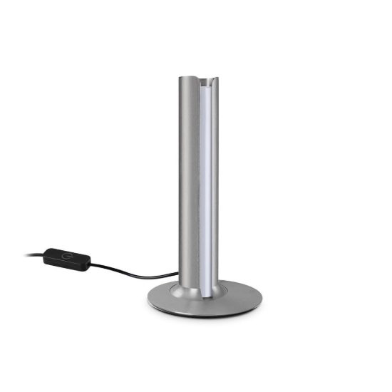 Ideal lux dorica abat-jour led 8w 3000k dimmerabile 25,5cm per comodino moderno grigio