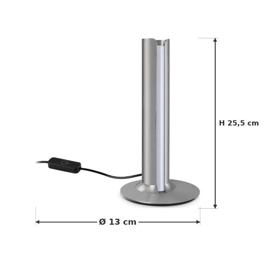 Ideal lux dorica abat-jour led 8w 3000k dimmerabile 25,5cm per comodino moderno grigio