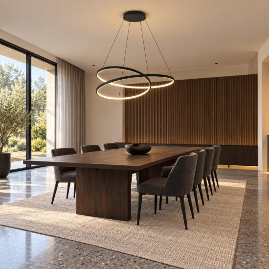 Ideal lux oz lampadario ad anelli led 75w 3000k 100cm per soggiorno moderno nero