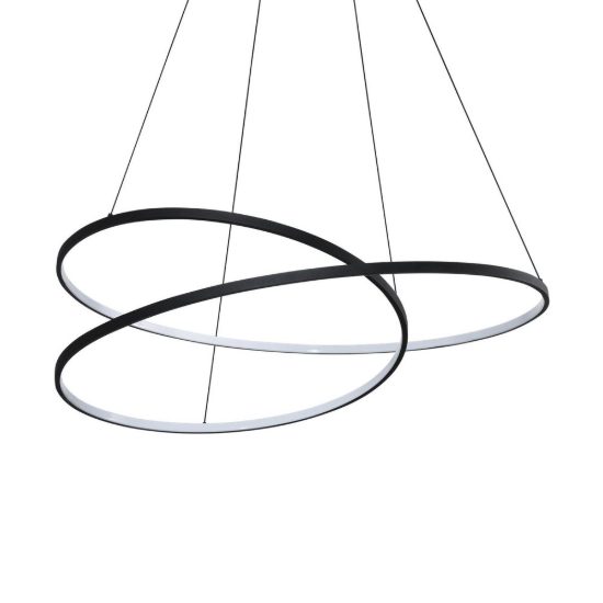Ideal lux oz lampadario ad anelli led 75w 3000k 100cm per soggiorno moderno nero