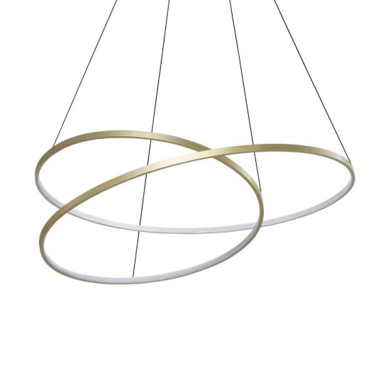 Ideal lux oz lampadario ad anelli led 75w 3000k 100cm per soggiorno moderno ottone