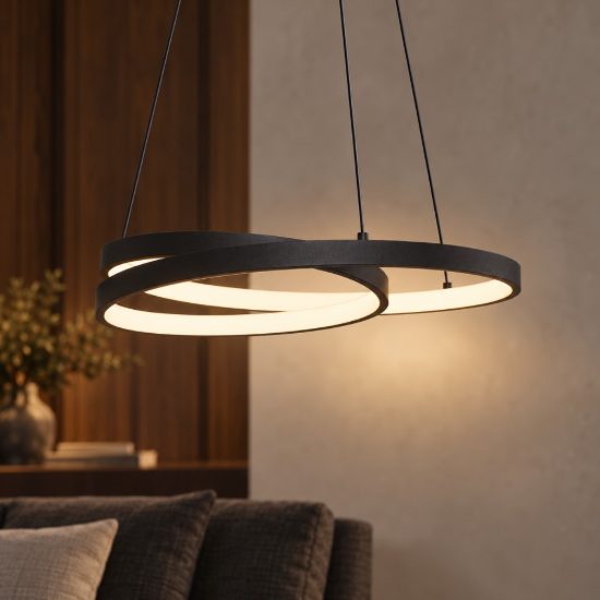 Ideal lux oz lampadario ad anelli led 38w 3000k 40cm per ingresso moderno nero