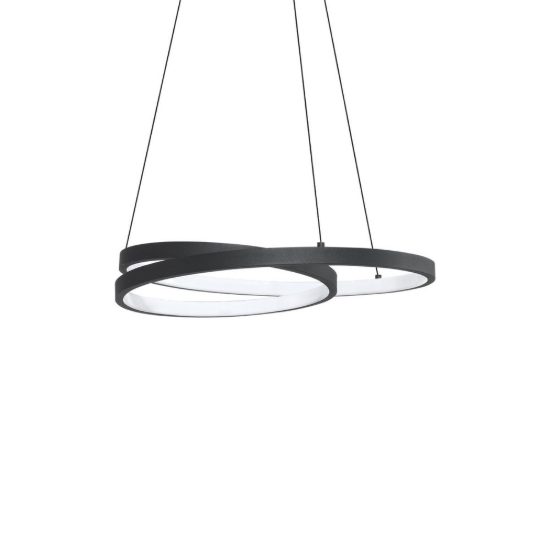 Ideal lux oz lampadario ad anelli led 38w 3000k 40cm per ingresso moderno nero