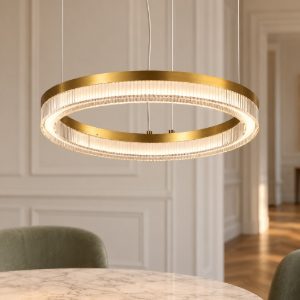 Ideal lux crown lampadario ad anello led 21w 3000k 40cm per ingresso contemporaneo ottone