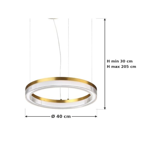 Ideal lux crown lampadario ad anello led 21w 3000k 40cm per ingresso contemporaneo ottone