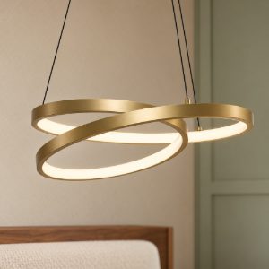 Ideal lux oz lampadario ad anelli led 38w 3000k 40cm per ingresso moderno ottone