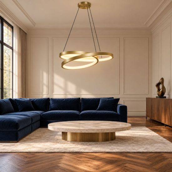 Ideal lux oz lampadario ad anelli led 38w 3000k 40cm per ingresso moderno ottone