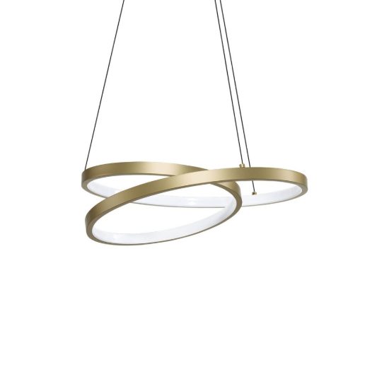 Ideal lux oz lampadario ad anelli led 38w 3000k 40cm per ingresso moderno ottone