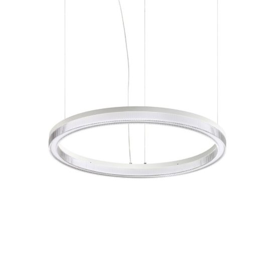 Ideal lux crown lampadario ad anello led 31w 3000k 60cm per soggiorno contemporaneo bianco