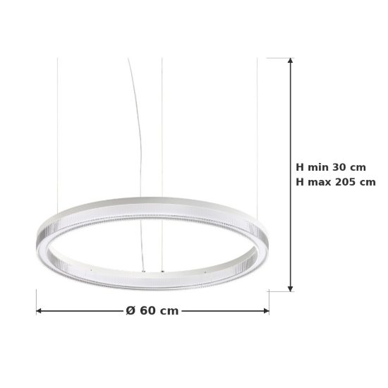 Ideal lux crown lampadario ad anello led 31w 3000k 60cm per soggiorno contemporaneo bianco