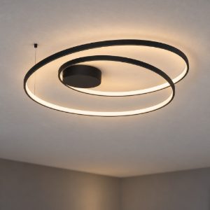 Ideal lux oz plafoniera ad anelli led 75w 3000k 100cm per soggiorno moderna nera