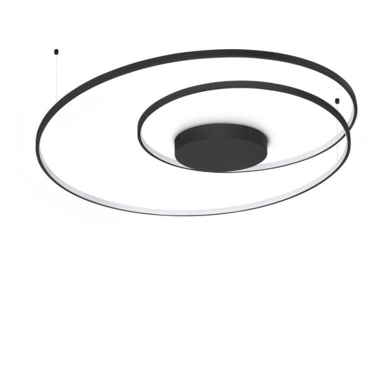 Ideal lux oz plafoniera ad anelli led 75w 3000k 100cm per soggiorno moderna nera