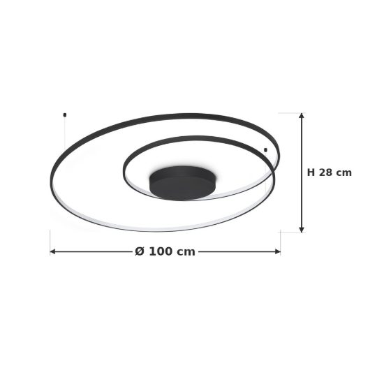 Ideal lux oz plafoniera ad anelli led 75w 3000k 100cm per soggiorno moderna nera