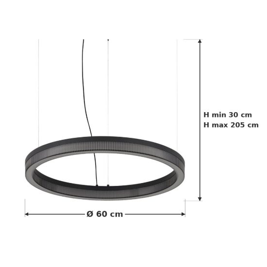 Ideal lux crown lampadario ad anello led 31w 3000k 60cm per soggiorno contemporaneo nero