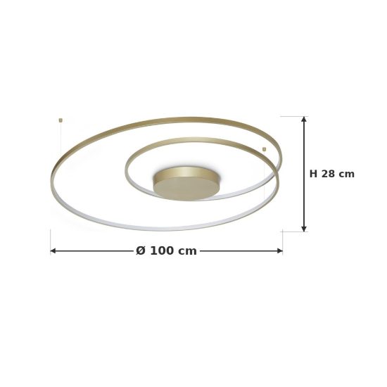 Ideal lux oz plafoniera ad anelli led 75w 3000k 100cm per soggiorno moderna ottone