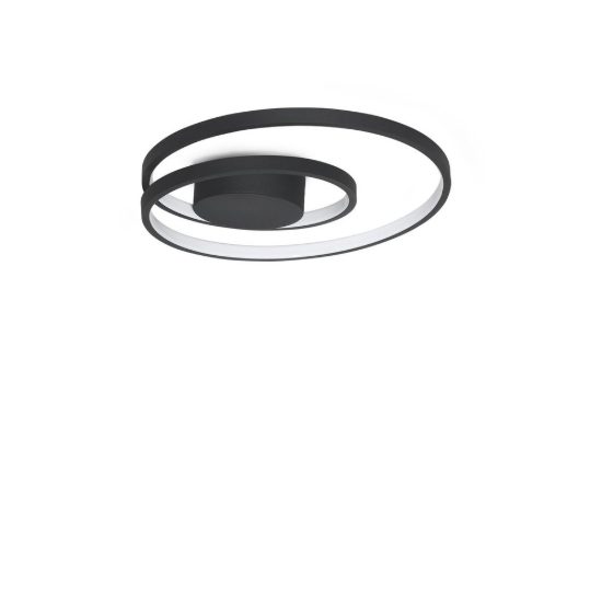 Ideal lux oz plafoniera ad anelli led 38w 3000k 40cm per camera da letto moderna nera