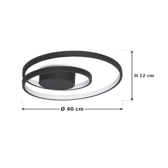 Ideal lux oz plafoniera ad anelli led 38w 3000k 40cm per camera da letto moderna nera