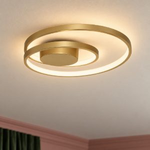 Ideal lux oz plafoniera ad anelli led 38w 3000k 40cm per camera da letto moderna ottone