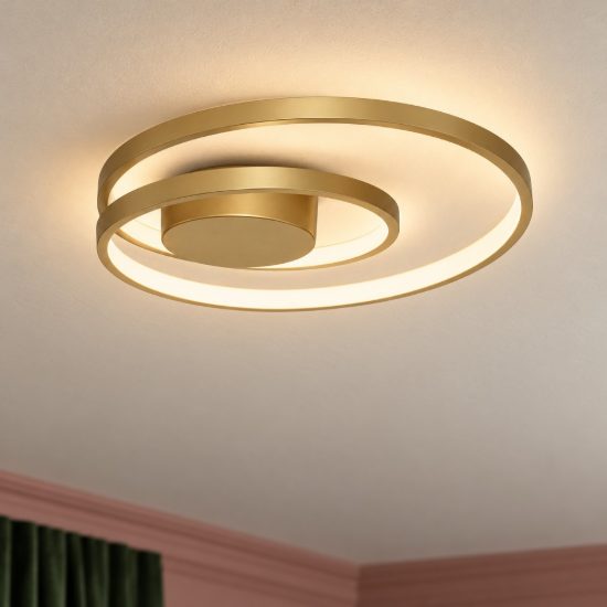 Ideal lux oz plafoniera ad anelli led 38w 3000k 40cm per camera da letto moderna ottone