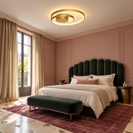 Ideal lux oz plafoniera ad anelli led 38w 3000k 40cm per camera da letto moderna ottone